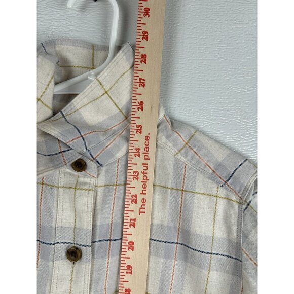 Everlane Shirt Womens 00 Button Up Cotton Yellow Beige Gray Plaid flannel - Picture 10 of 16
